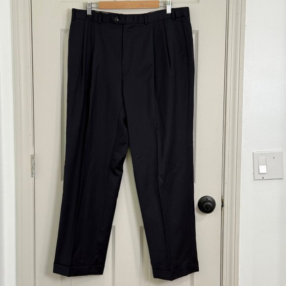Lauren Ralph Lauren Total Comfort Pants Mens 37x30 Navy Formal Black Tie - Picture 1 of 14